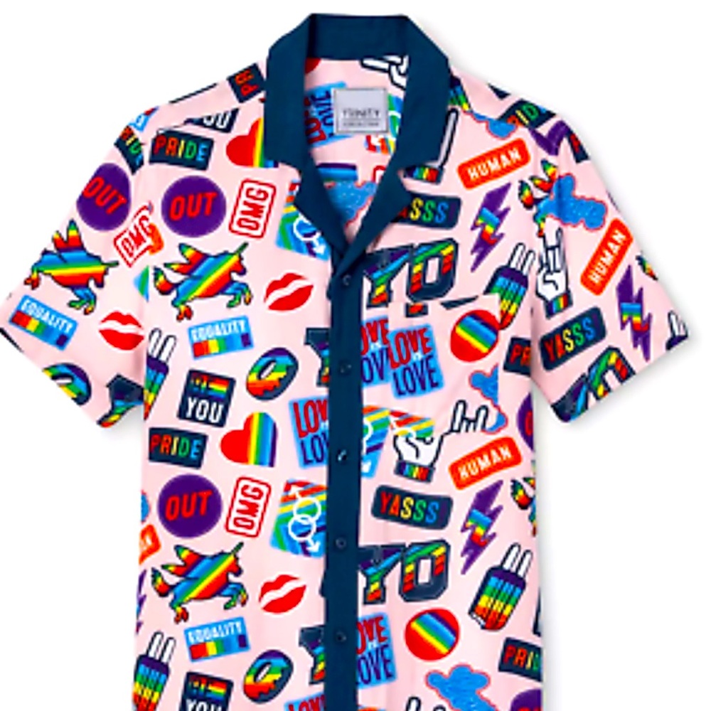 TakePride Unisex Adult Patch Print Button-Down Shirt Size Small NWT